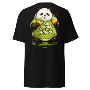 Animal Prints sip, snack & be happy panda t shirt