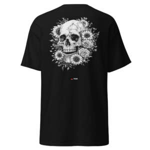 black white floral skull t shirt