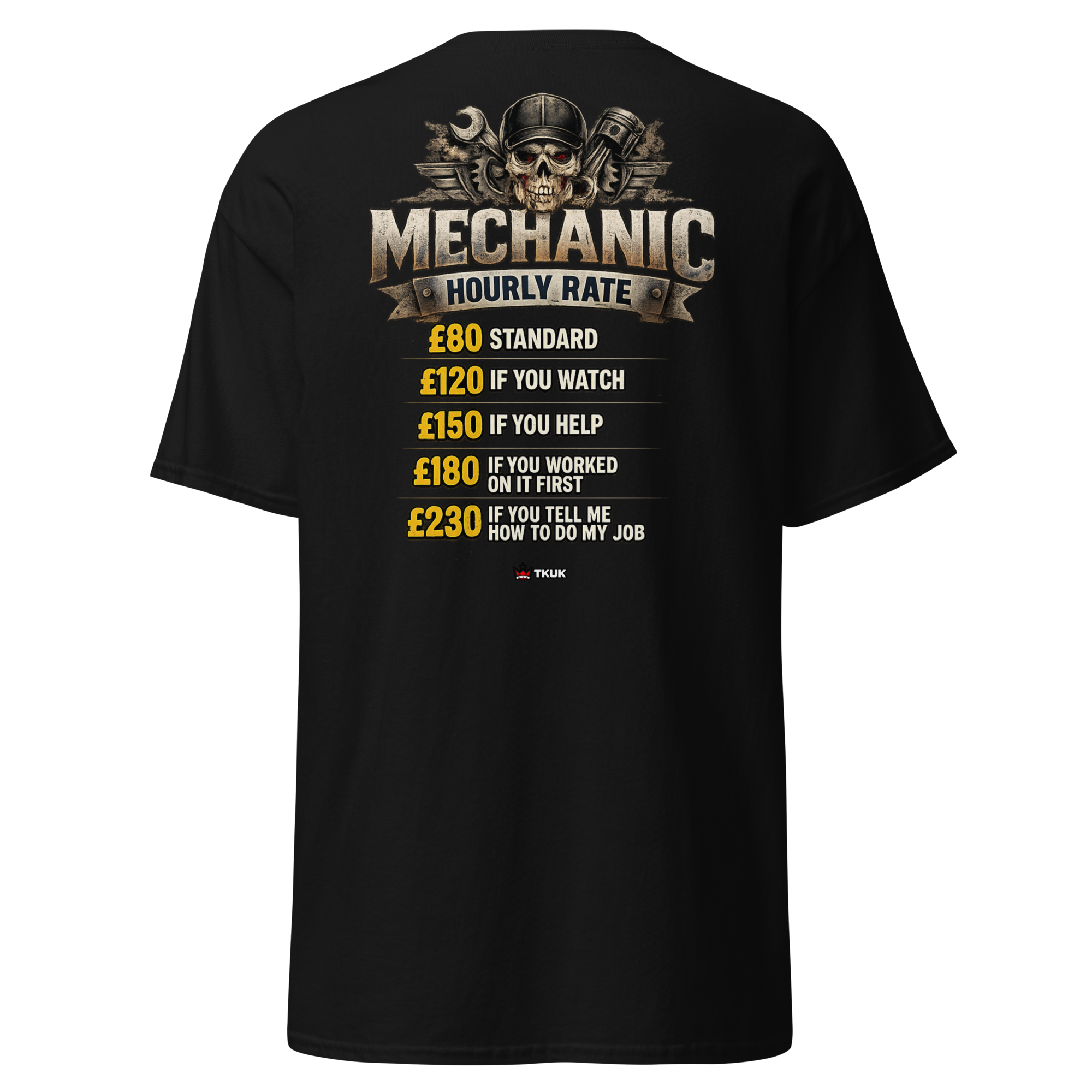 mechanic hourly rate t shirt
