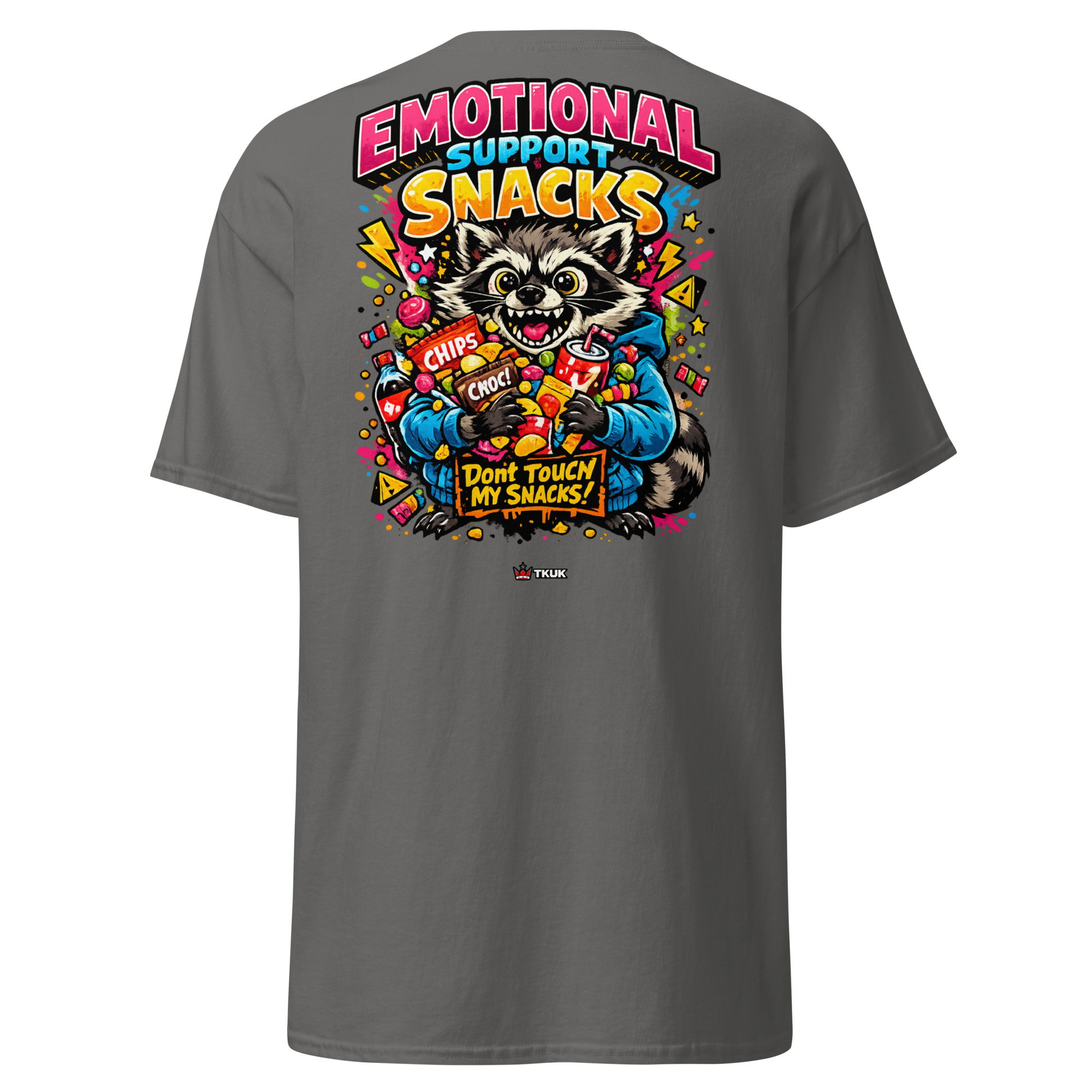 emotional support snacks raccoon t shirt