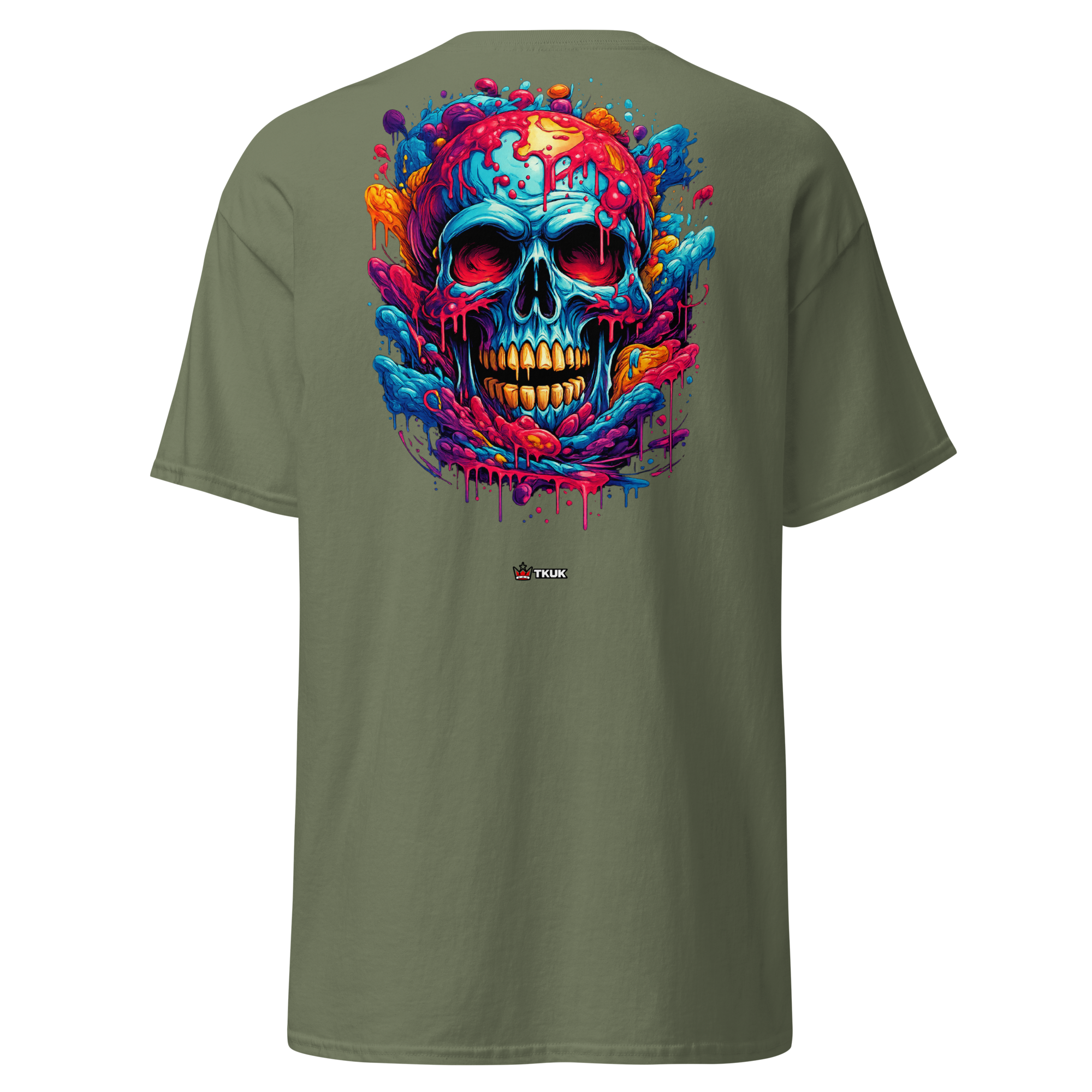 colour drip skull t shirt