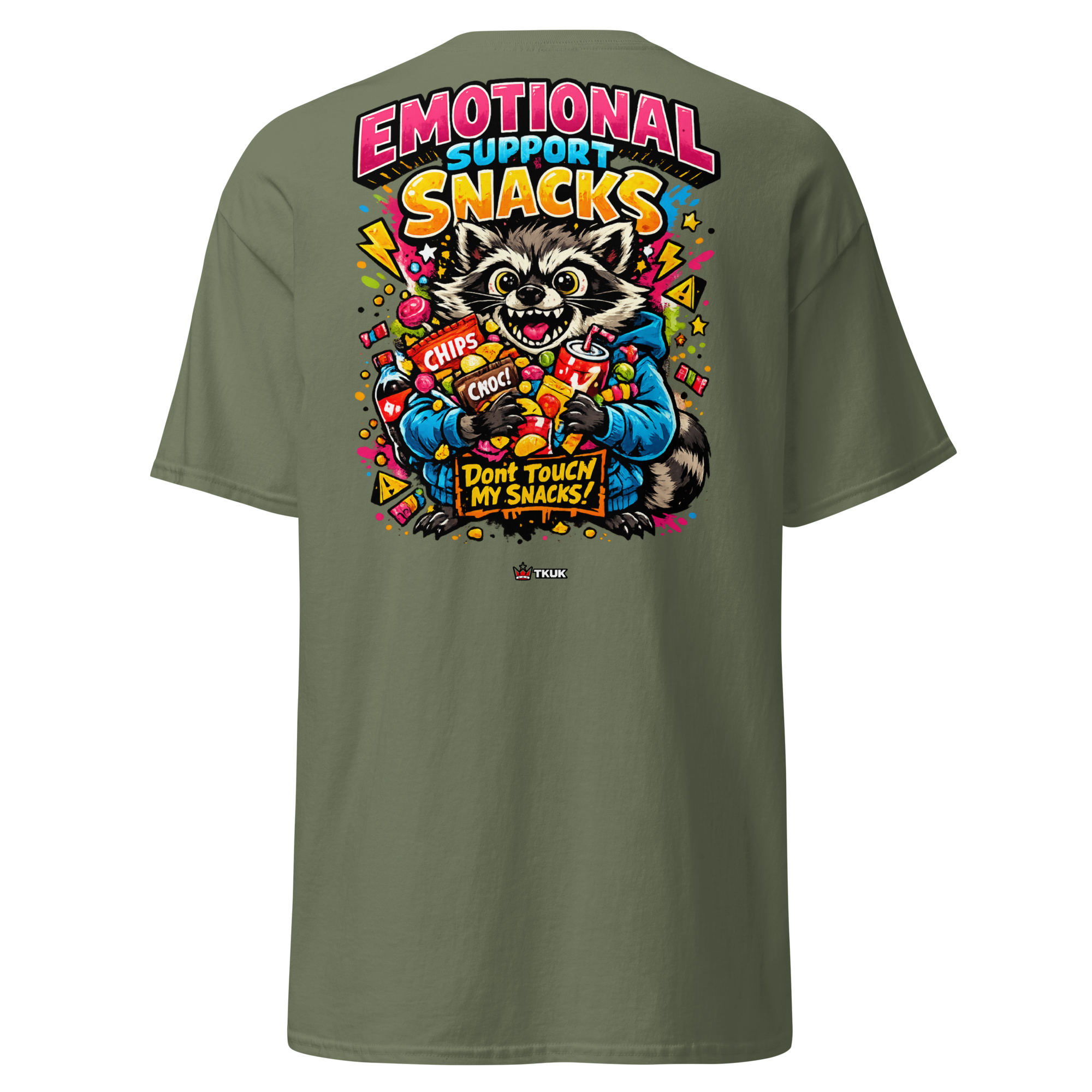 emotional support snacks raccoon t shirt