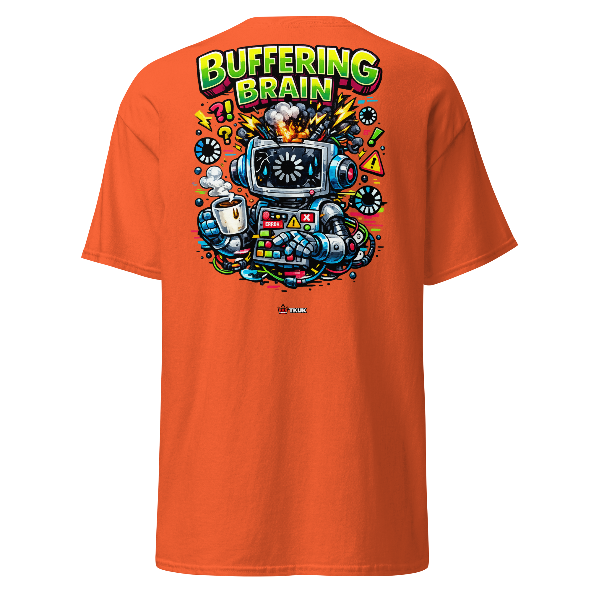 buffering brain robot t shirt