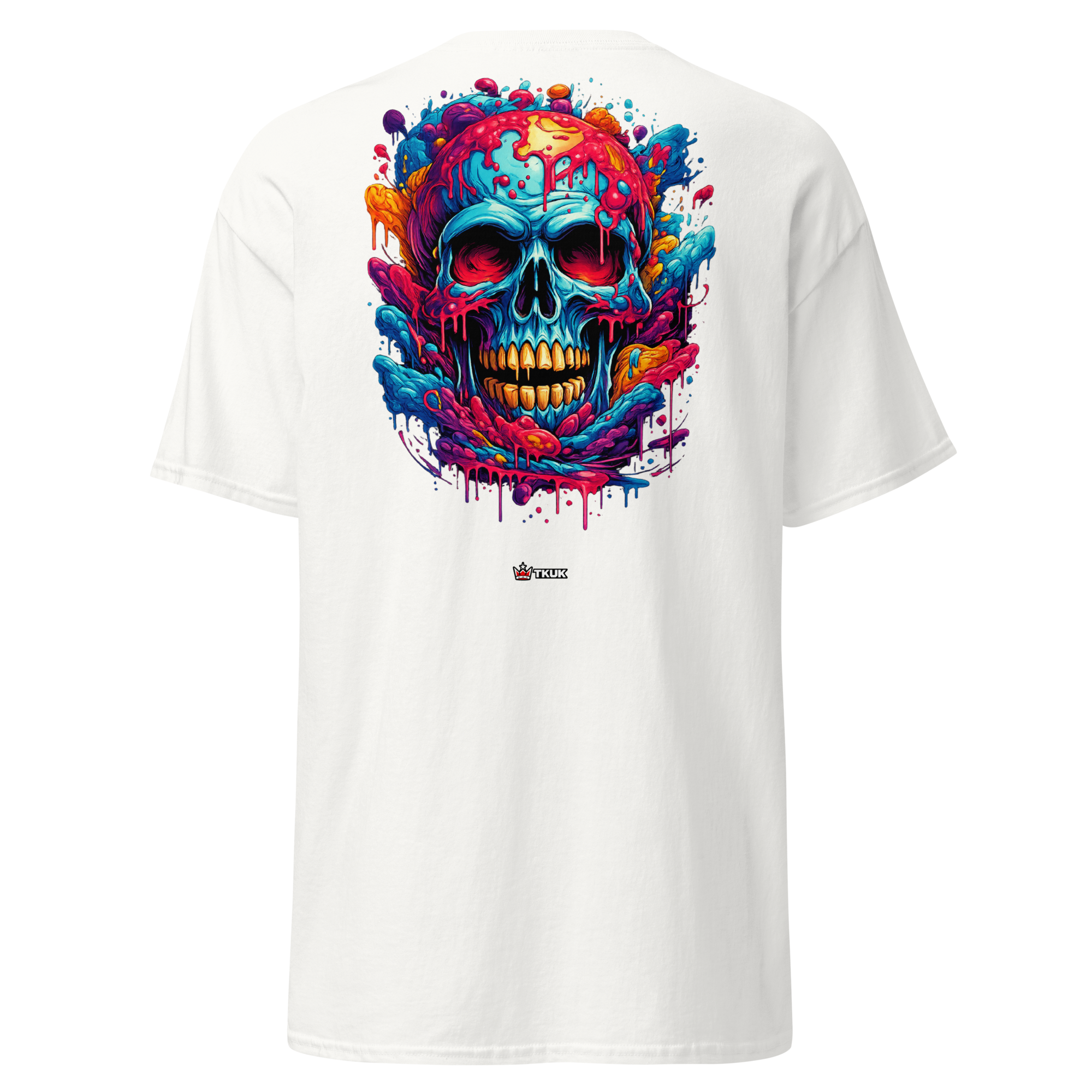 colour drip skull t shirt