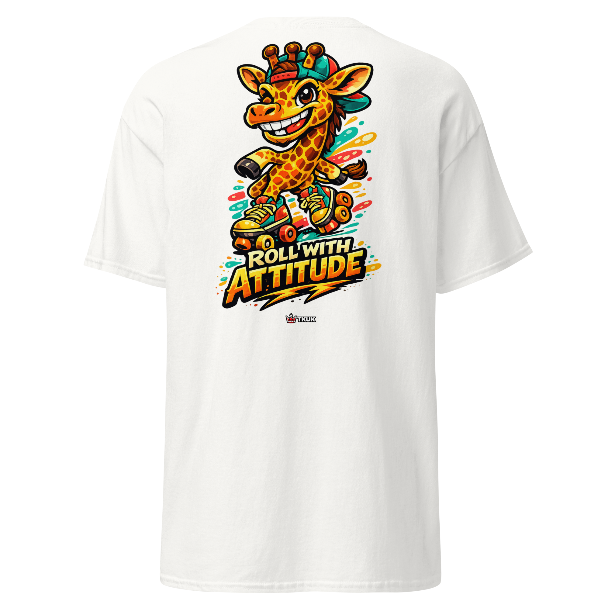 roll with attitude giraffe skates t shirt