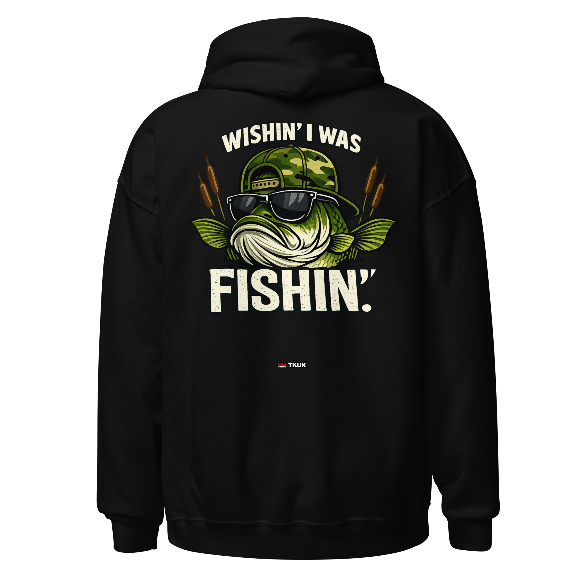 wishin i was fishin cap fish hoodie