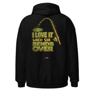 bends over fishing hoodie
