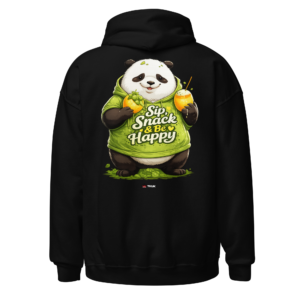 Animal Prints sip, snack & be happy panda hoodie
