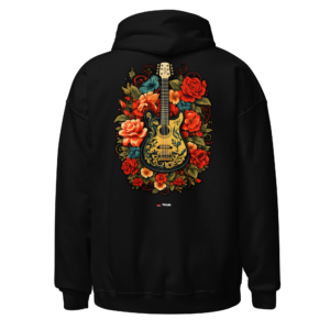 Statement Wear rose floral acoustic guitar music hoodie