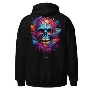 colour drip skull hoodie