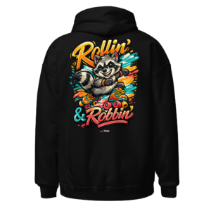 rollin’ & robbin’ raccoon skates hoodie