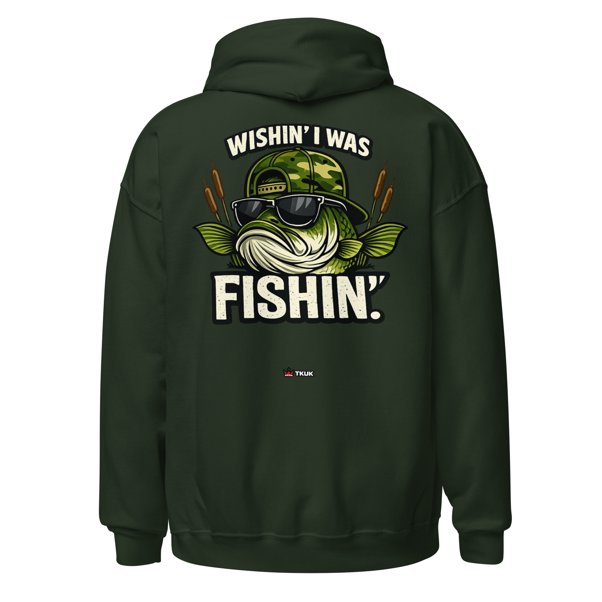 wishin i was fishin cap fish hoodie