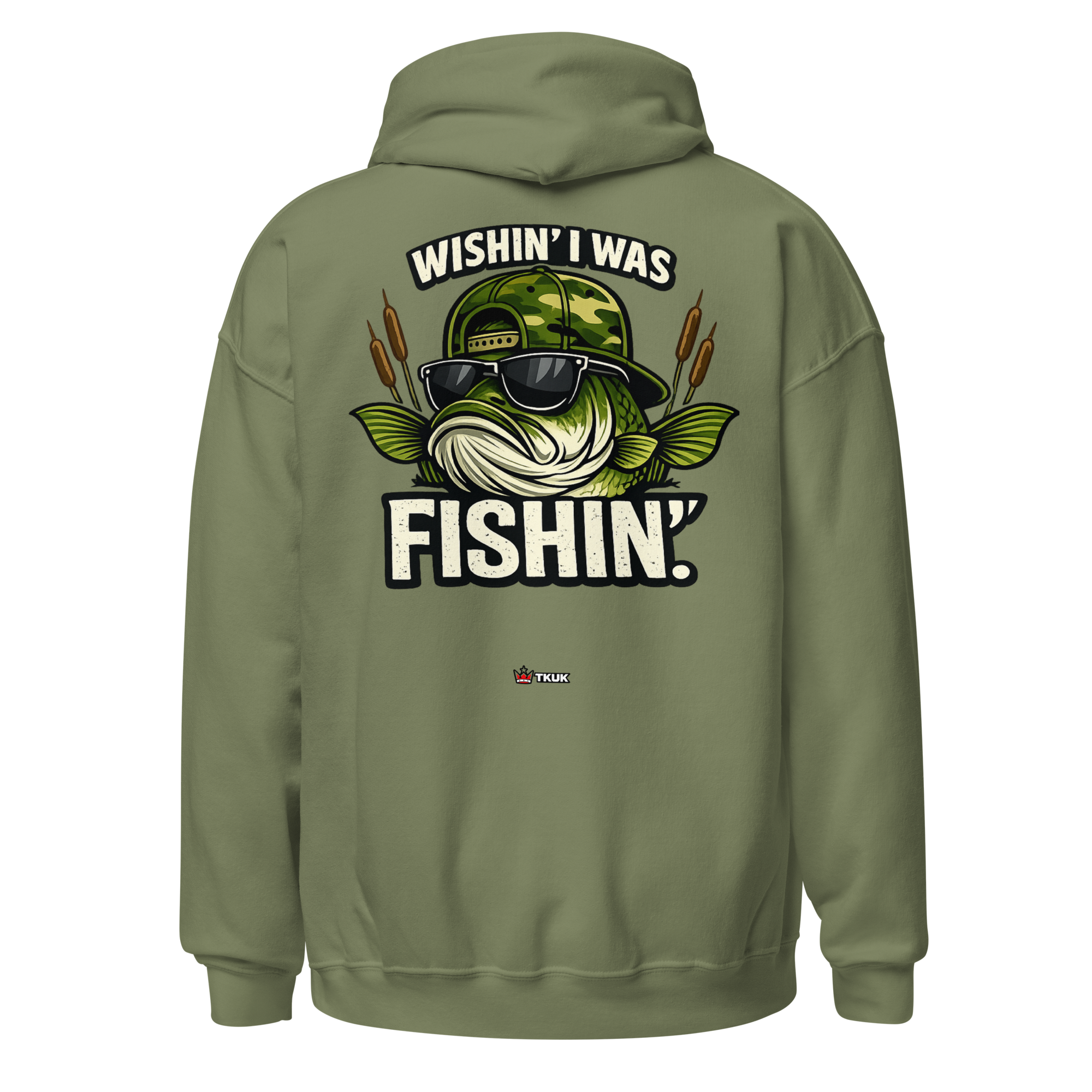 wishin i was fishin cap fish hoodie