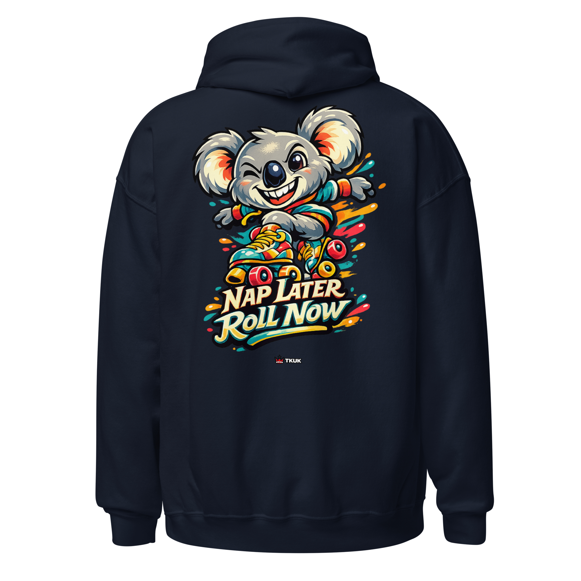 nap later roll now koala skates hoodie