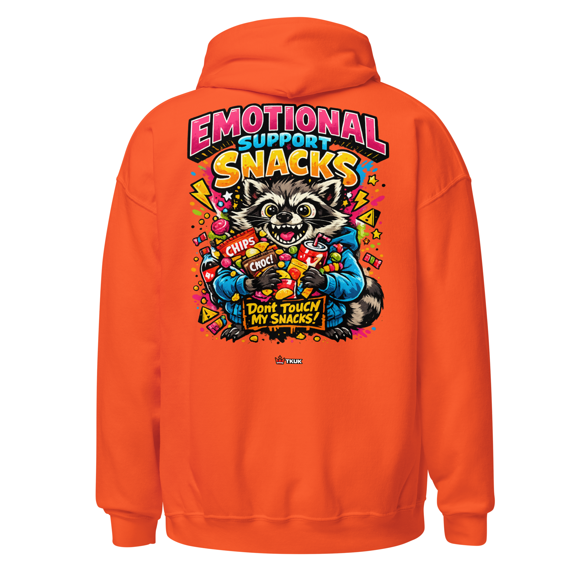emotional support snacks raccoon hoodie